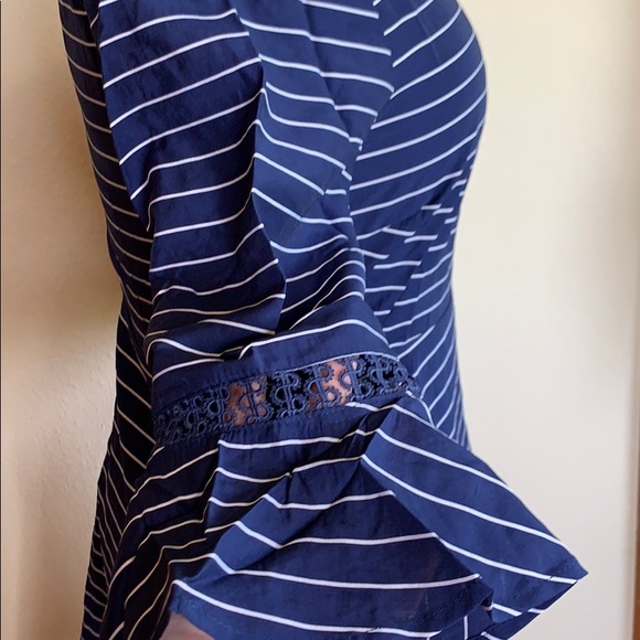 Navy and white striped fit and flare dress NWT - Picture 5 of 8